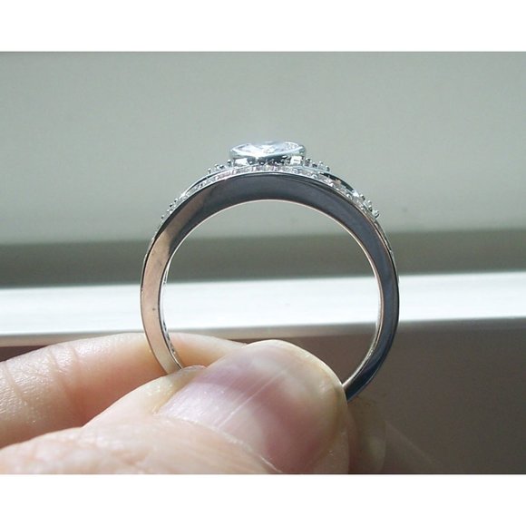 925 STERLING SILVER Heart Crown Tiara Cubic Zirconia Ring - Picture 6 of 16